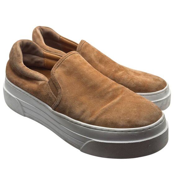 J/Slides NYC Womens 10 Aileen Platform Slip On Sneakers Brown Suede Leather‎ - Picture 2 of 10